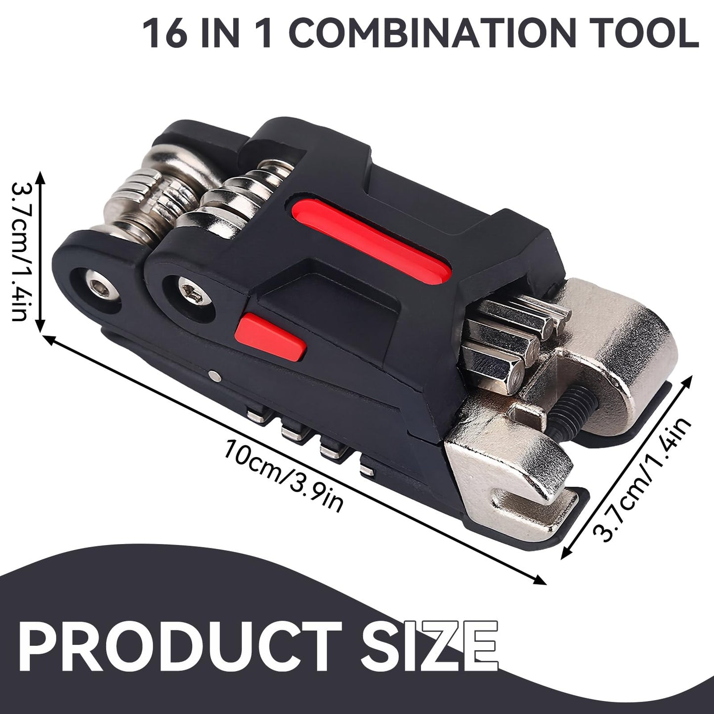 Bike Tool, 16 in 1 Multi Tool Mountain Bike Multitool Portable Foldable Repair Kit Cycling Multitool with Chain Breaker and Allen Wrench