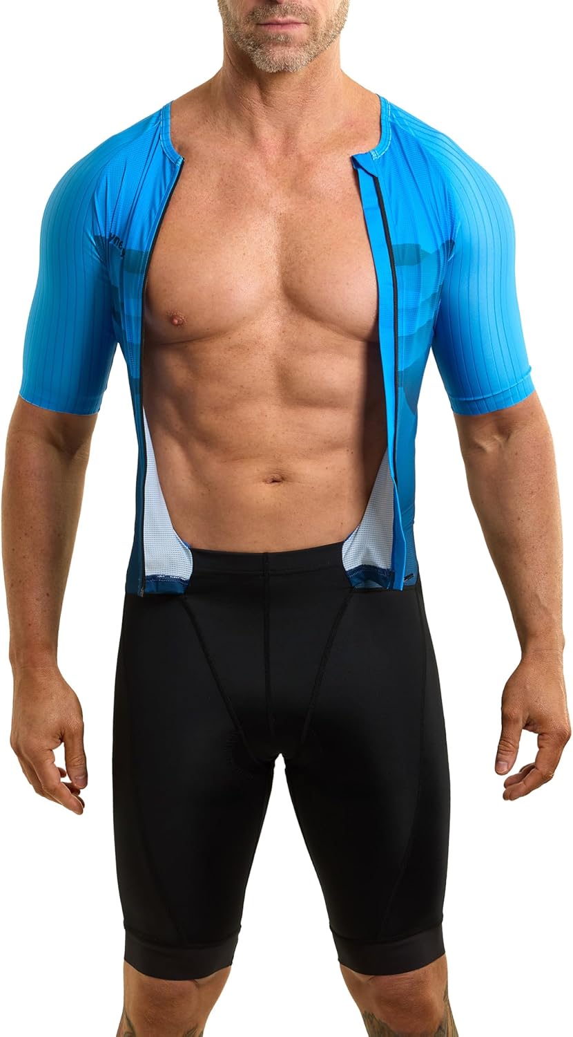Men's Pro Short Sleeve Triathlon Tri Suit - Performance Fit & Breathable Fabric