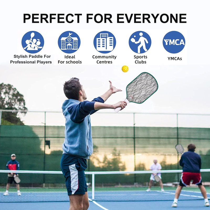 IEJ Pickleball Paddles, Carbon Fiber Fully Encased Metallic Texture Material Surface, Increased Power & Control, 16mm Polymer Core with Larger Sweet Spot Designed for Beginner to Intermediate Players