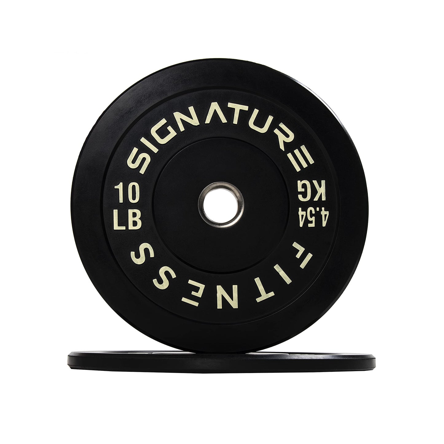 Signature Fitness 2" Olympic Bumper Plate Weight Plates with Steel Hub, 10LB Pair, Black