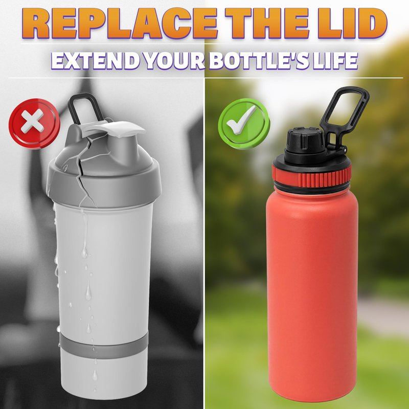 3 Pack Thermoflask Lid Replacement – Wide Mouth Hydro Flask Lid with Comfortable Grip, Leak-Proof, Food-Grade Plastic – Compatible with 12, 16, 18, 20, 24, 32, 40 & 64 oz Bottles for Sports & Travel