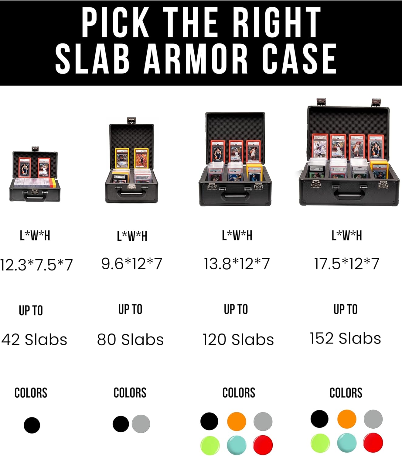 SLAB ARMOR Graded Card Storage Box - Holds 160+ PSA Slabs | Black Case with TSA Approved Lock