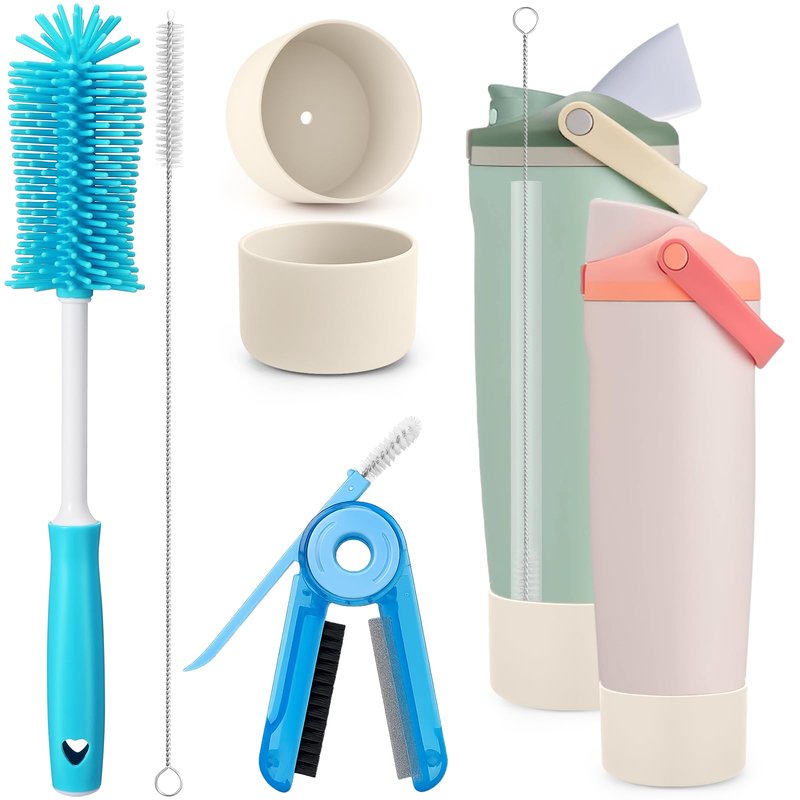 XANGNIER 5 Pcs Water Bottle Cleaner Brush Set for Owala 30oz & 40oz Freesip Sway Cup,Silicone Boot Protector,Multifunctional Bottle Brush and Straw Cleaner Brush,Cleaning Kit for Owala Accessories