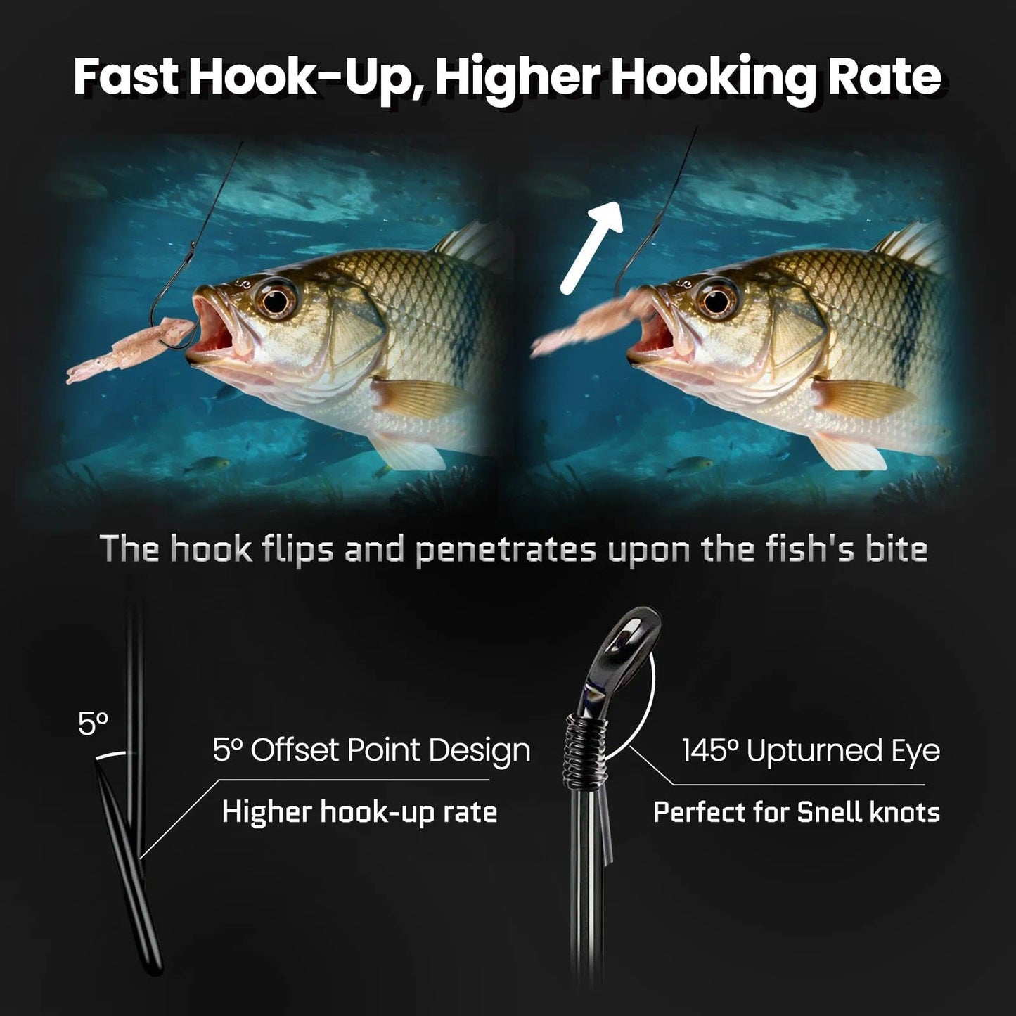 FishTrip 100 Pack Octopus Fishing Hooks - Offset Beak Circle Hooks for Fish Hooks Saltwater & Freshwater, Live Bait Fish Hook for Rigs Catfish, Bass Tuna, Walleye, Trout