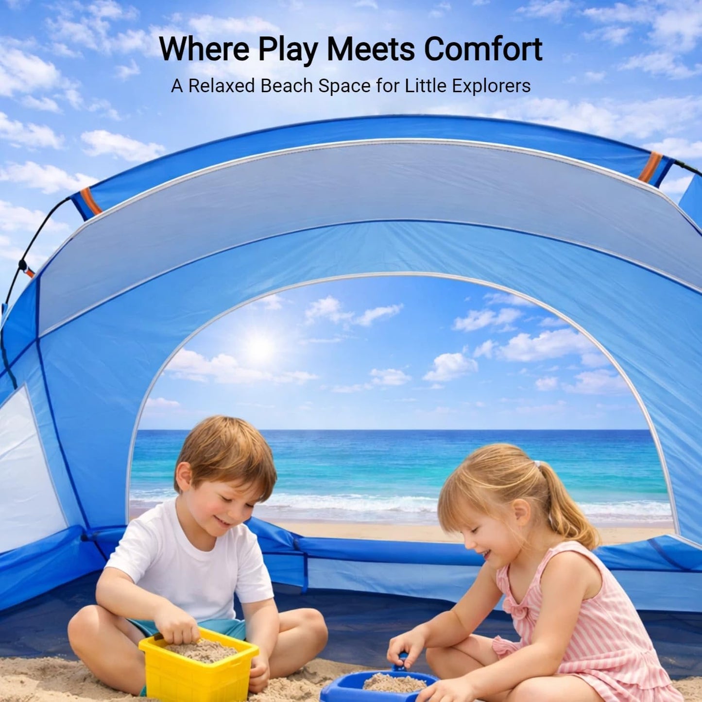 Portable Beach Tent - UPF 50+ UV Protection Sun Shelter for 2-8 People | Easy Setup Waterproof Canopy for Family Picnics & Fishing