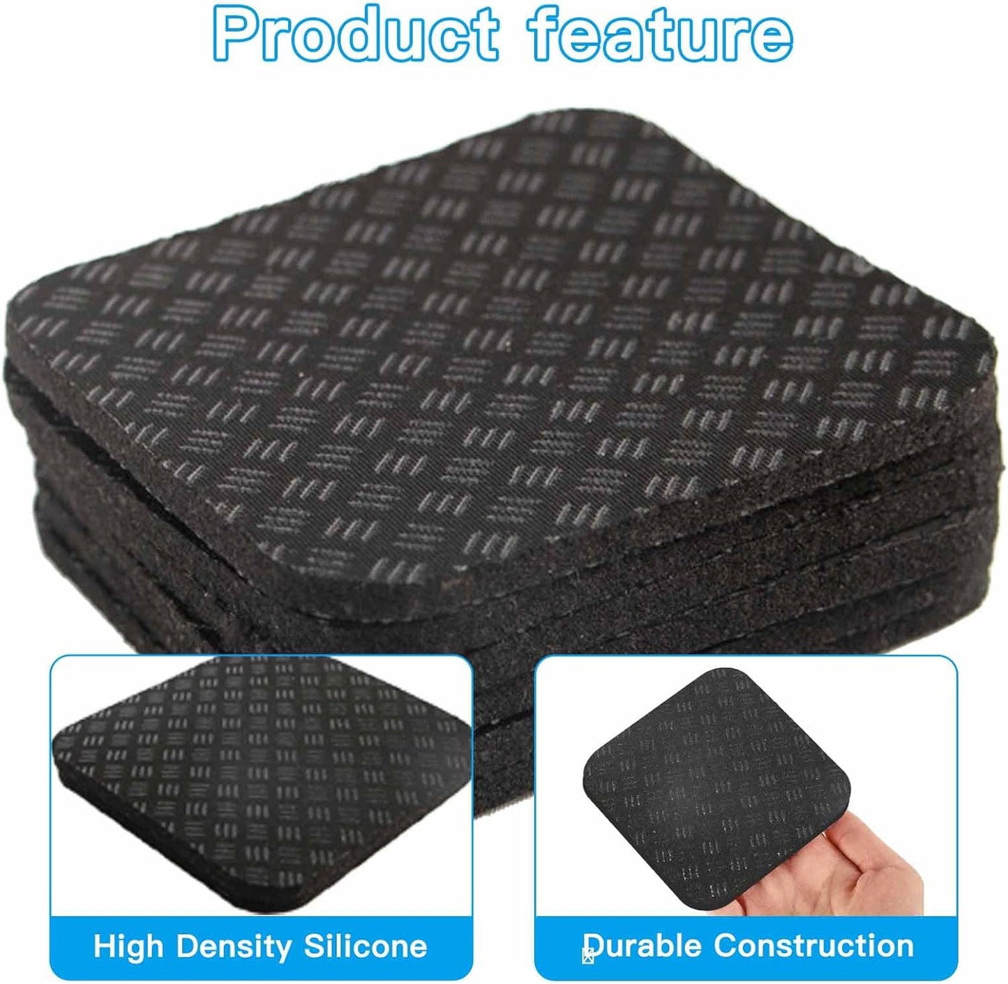 Non-Slip Treadmill Mat - High Density Silicone Anti-Vibration Pad for Exercise Equipment | 4x4 Inch Size