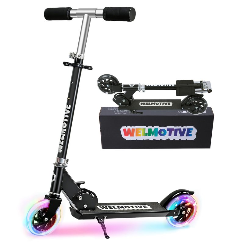 Kick Scooter for 3+Years Old Boys & Girls Lightweight, Foldable, Aluminum Frame, and Adjustable Handlebars, Rear Brake, and Flashing Light up Wheels
