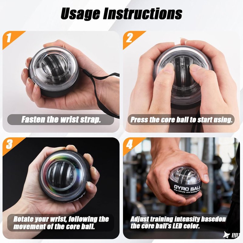 LUMIXA Gyroscopic Hand Exerciser Ball - Auto-Start Wrist & Forearm Strengthening | Muscle Rehab Tool