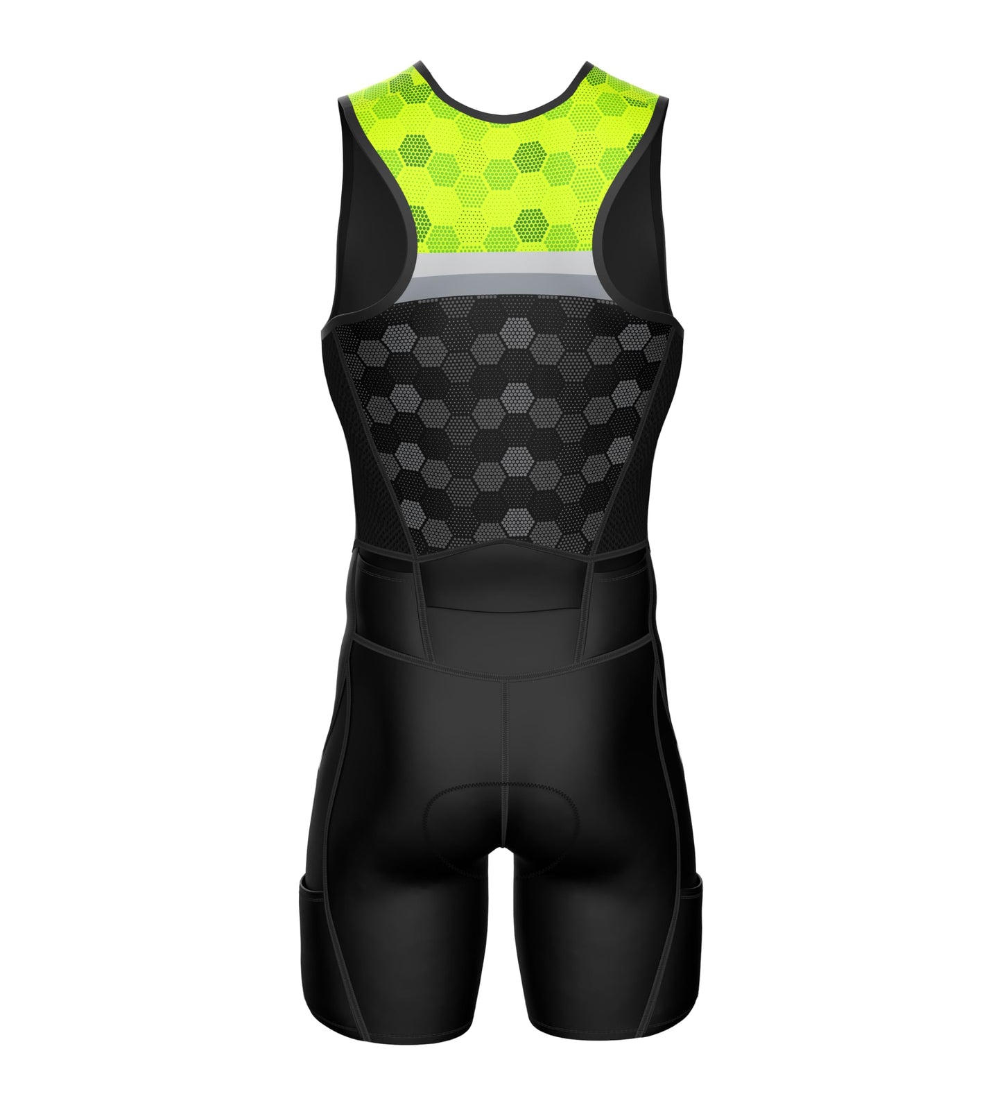 Sparx Men's Premium Triathlon Suit – Padded, Quick-Dry, Compression Fit, Lightweight Tri Suit for Swim, Bike, Run Race & Training (Neon Hexagon, 3XL)
