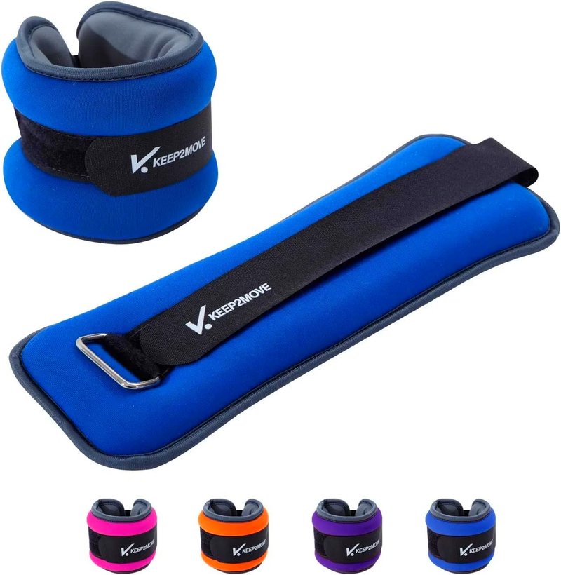 KEEP2MOVE Ankle Weights for Men Women Kids 1 Pair 0.65Lb 1Lb 2Lbs 3Lbs Each, Rectangular Strength Training Wrist Weights with Adjustable Strap for Walking, Running, Pilates, Yoga, Dance, Aerobics, Cardio Exercises