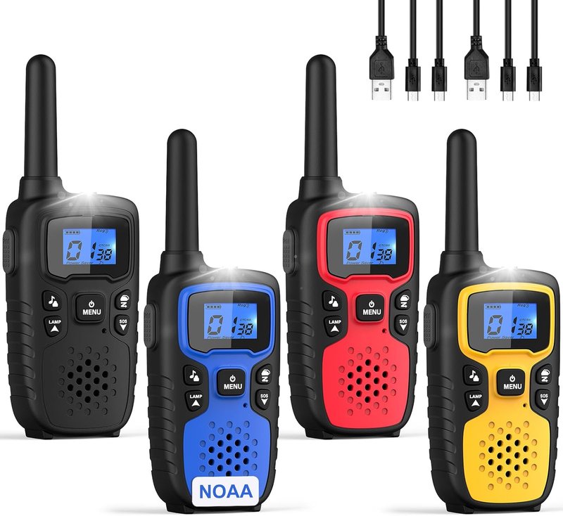 Walkie Talkies for Adults - Long Range 2-Way Radios | Rechargeable 4-Pack with SOS Siren & NOAA Weather Alert