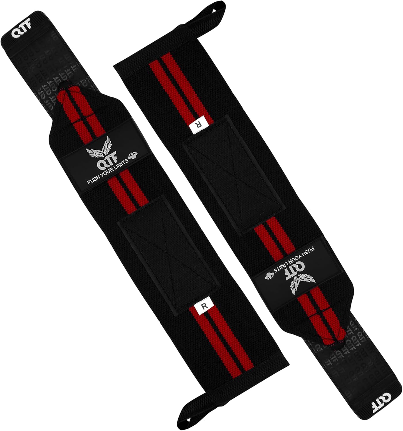 QTF Wrist Wraps for Weightlifting - Heavy-Duty 12" Support with Thumb Loop | Ideal for Strength Training & Bodybuilding