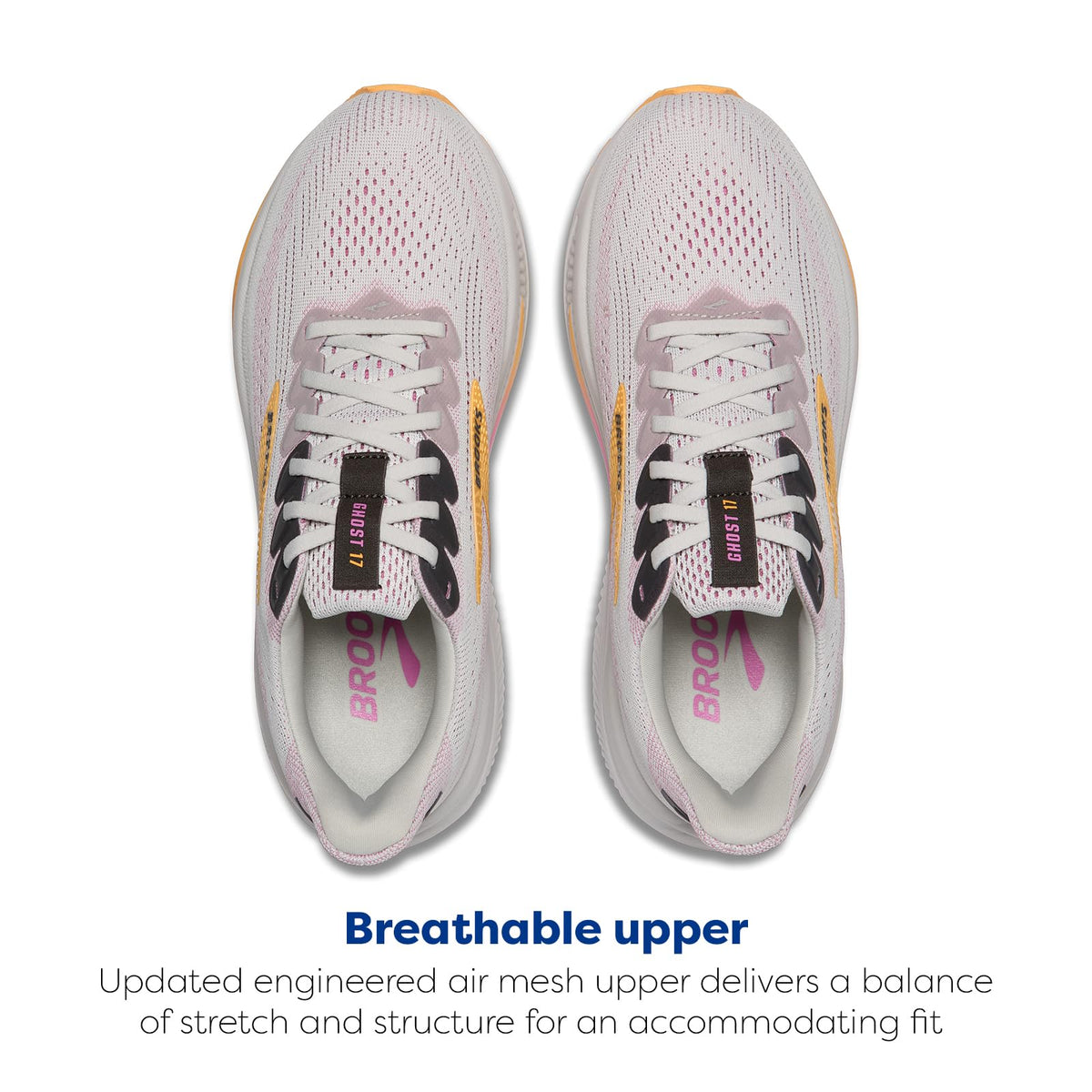 Brooks Womens Ghost 17 Oyster/Apricot/Pink 11 Wide