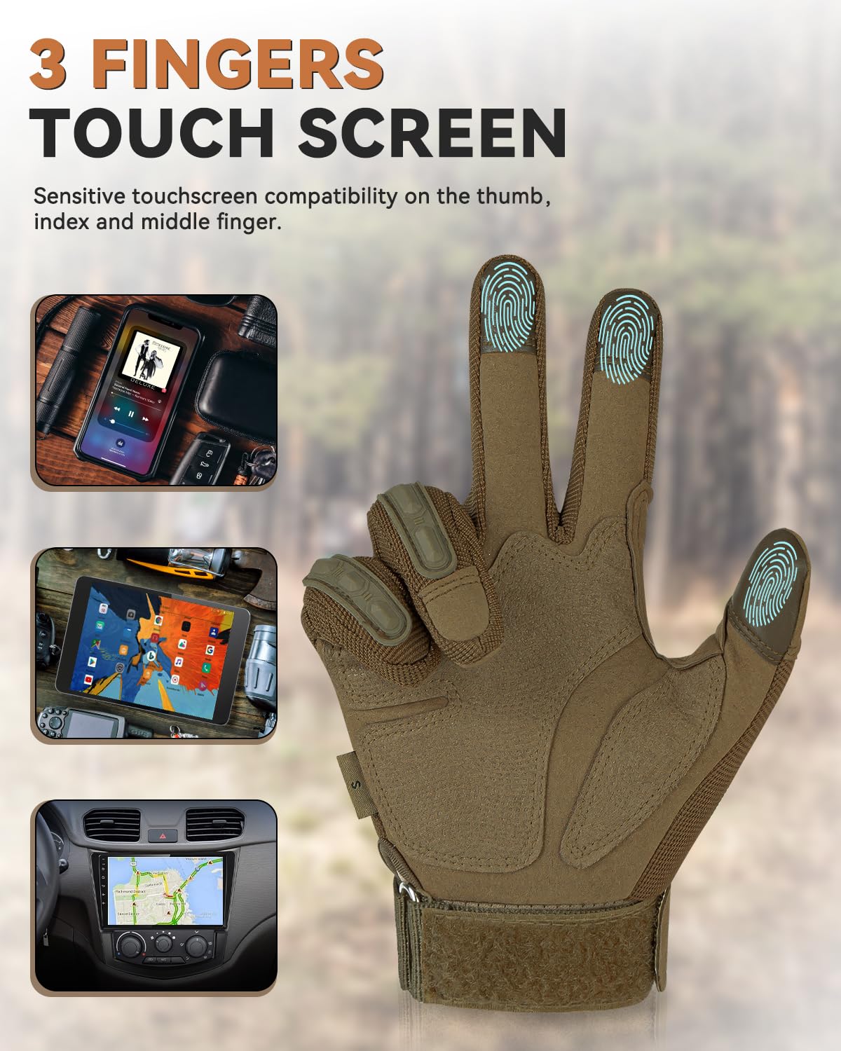 Tactical Motorcycle Airsoft Paintball Gloves Knuckle Protection Touchscreen