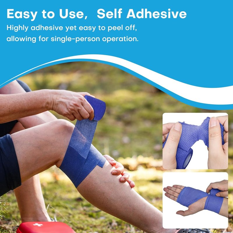 Self-Adhesive Bandage Wrap - 2 Inch x 5 Yards | Skin Color Cohesive Athletic Tape for Medical First Aid & Injury Support