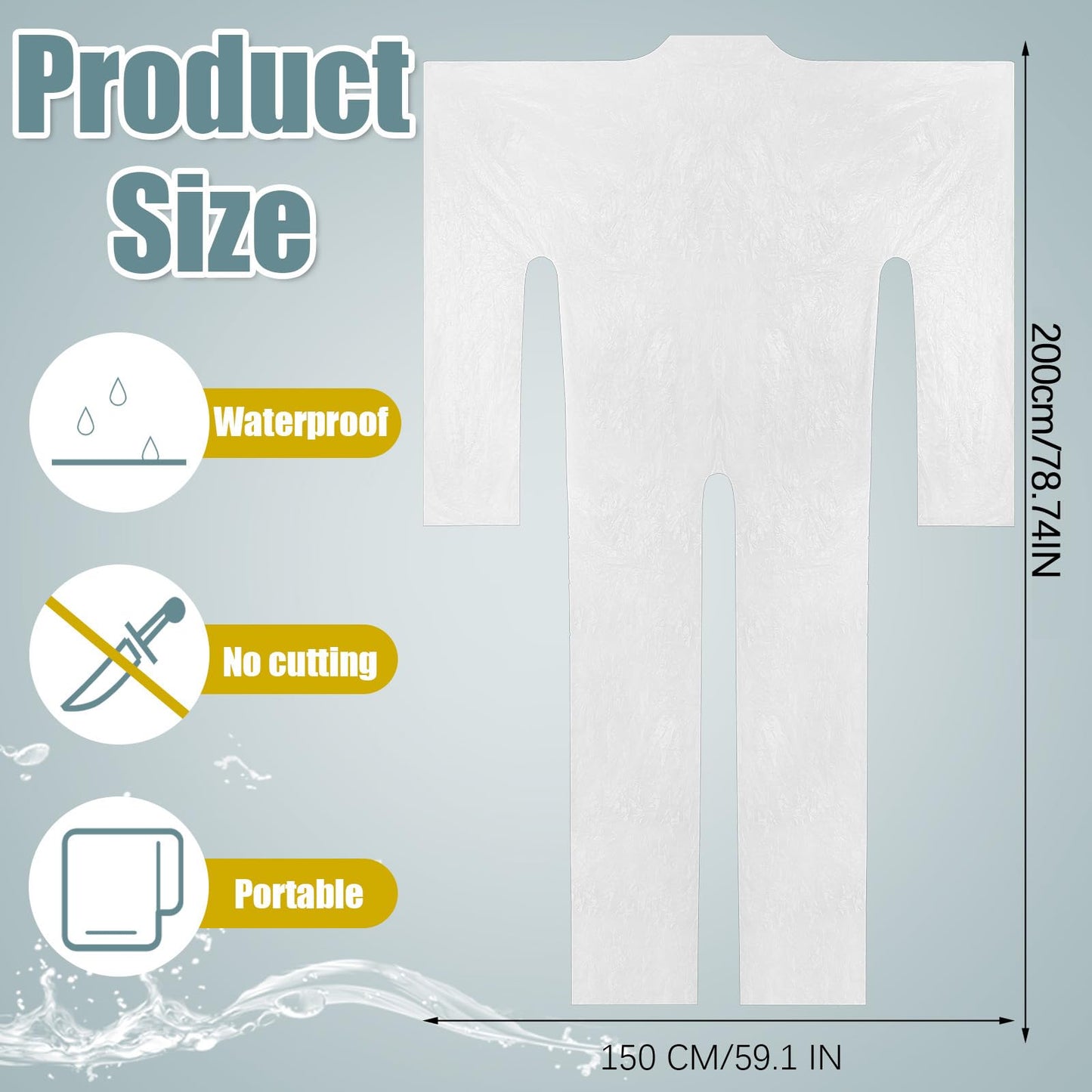 Xtinmee 20 Pcs Disposable Body Wraps PE Sauna Bath Suit Plastic Body Sauna Wrap for Spa Bathtub Men Women Weight Loss Detox