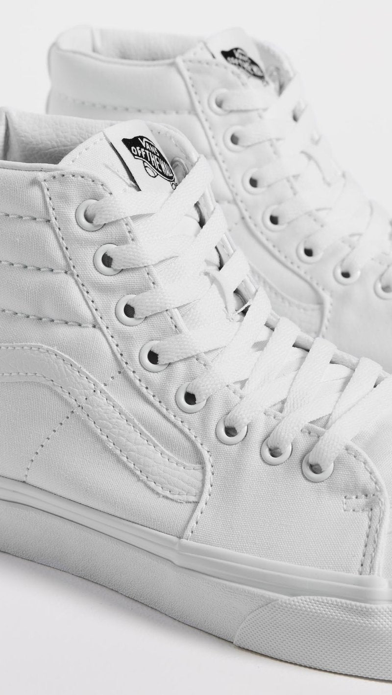 Vans Unisex Sk-8 High Top Sneakers, True White, 5 US Women/3.5 US Men