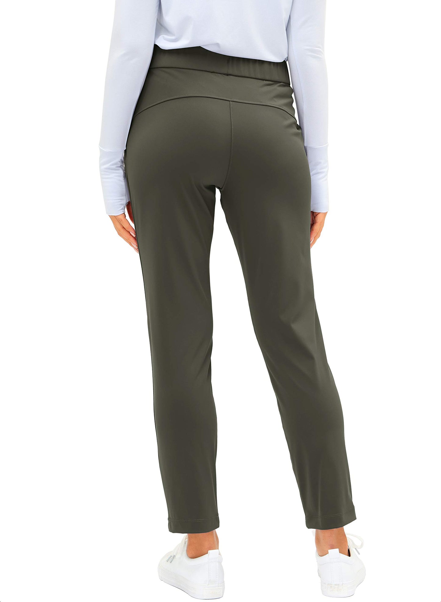 G Gradual Women's Pants with Deep Pockets 7/8 Stretch Sweatpants for Women Athletic, Golf, Lounge, Work (Olive Green, Small)