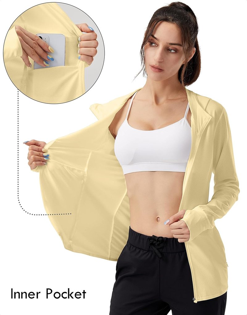 UPF 50+ Sun Protection Hoodie Jacket for Women - Lightweight Long Sleeve Hiking Shirt with Pocket