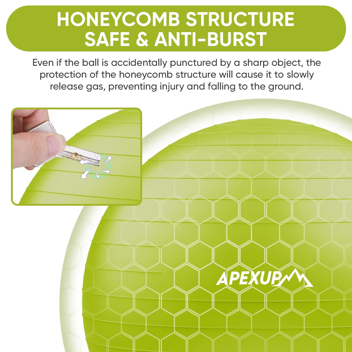 APEXUP Yoga Ball, 660 lbs Anti-Burst Exercise Ball with Pump, 5 Sizes