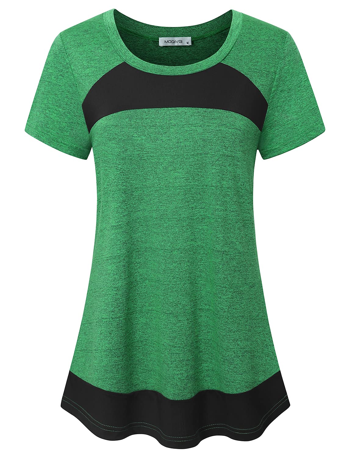 MOQIVGI Summer Shirts for Women Casual Exercise Fitness Apparel Athletic Wear Loose Comfy Moisture Wicking Womens Short Sleeve Tops and Blouses Green Large