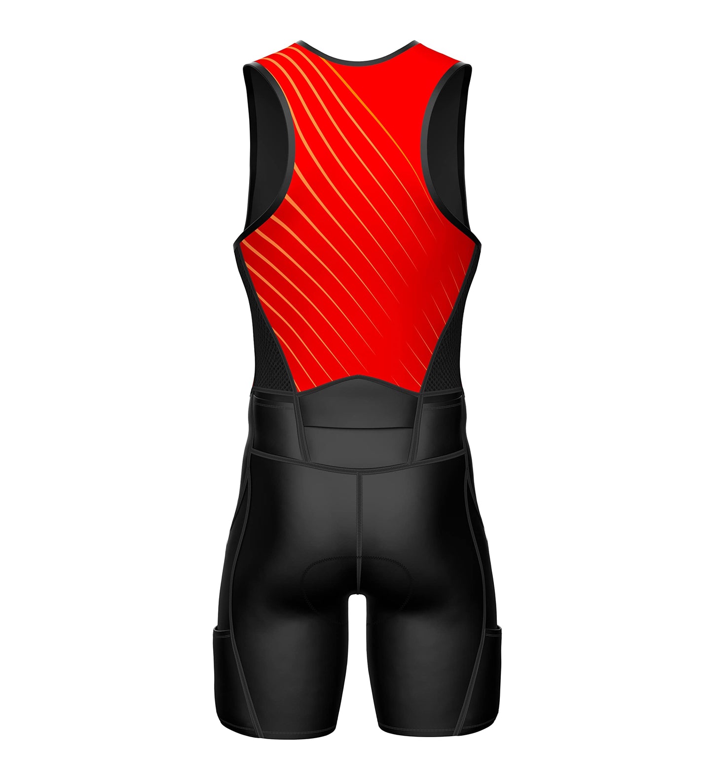 Sparx Men's Premium Triathlon Suit – Padded, Quick-Dry, Compression Fit, Lightweight Tri Suit for Swim, Bike, Run Race & Training (RedOrange, XL)