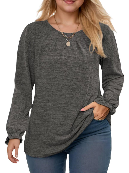 DOLNINE 3X Womens Tops Plus Size Loose Fit Long Sleeve Tunics Winter Warm Sweatshirts Dark Grey