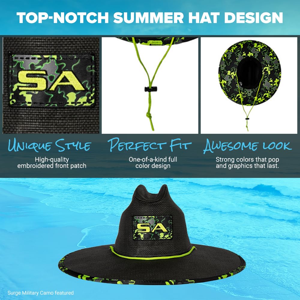 New Premium Keys Straw Hat for UV Sun Protection | UPF 50+ Sun Protection, Adjustable Drawstring, Universal Size | by SA Co. | Ideal for Beach, Fishing, Outdoor Activities | Hawaiian Surf