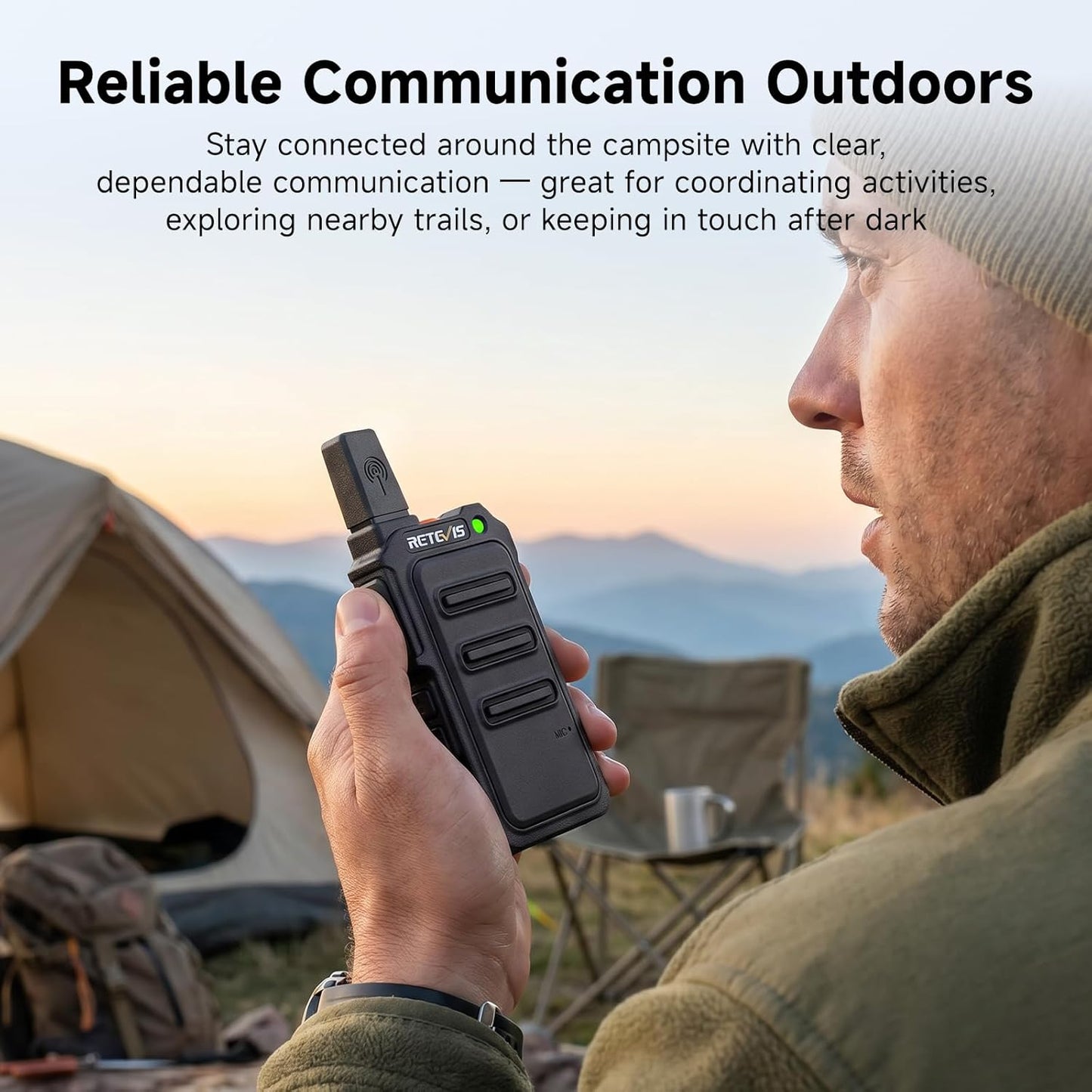 Retevis RT19 Walkie Talkie - Long Range 2 Way Radio with Earpiece & Mic | Compact Mini Design for Outdoor Use (4 Pack)