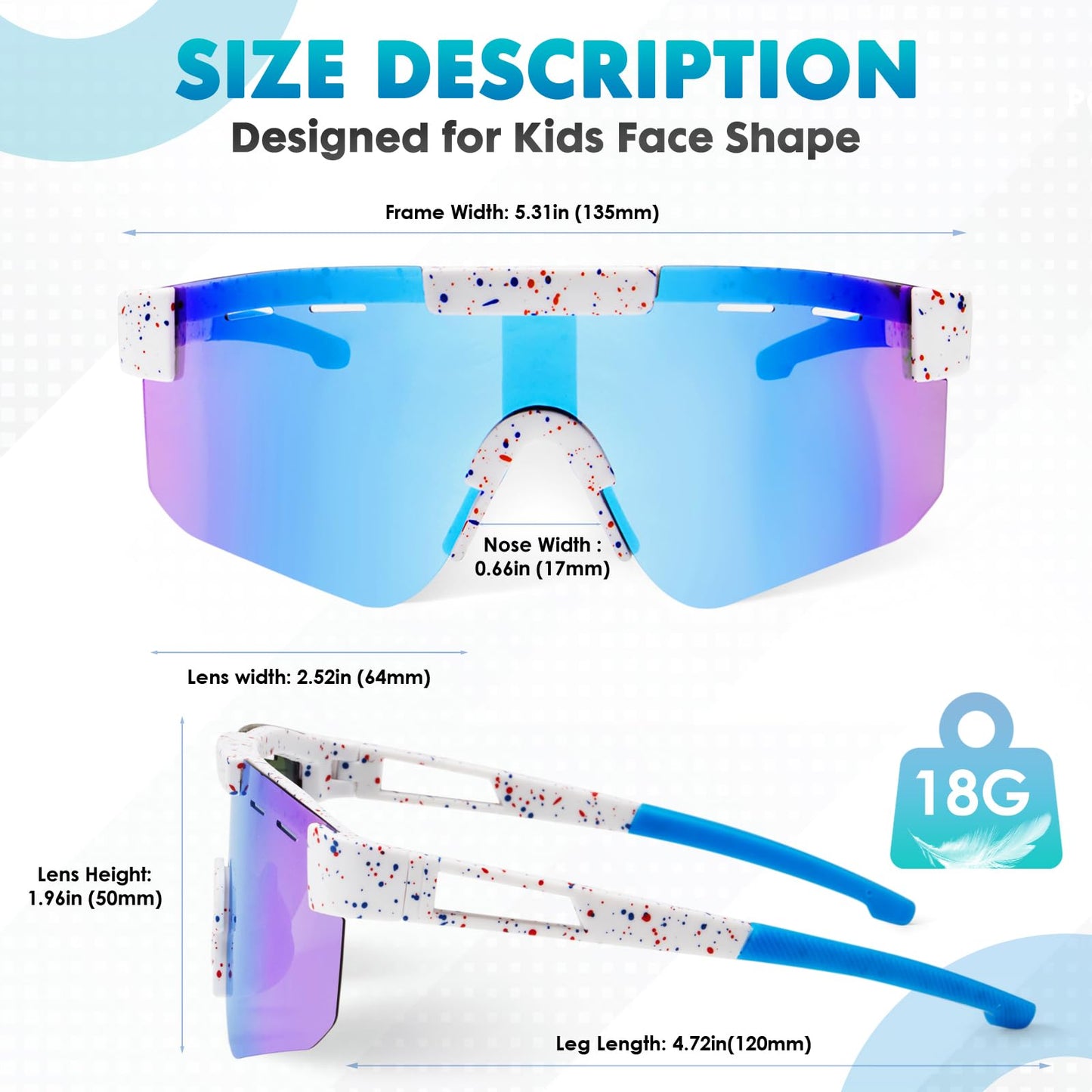 OZOKSKS Kids Polarized Sports Sunglasses, Youth Baseball Sunglasses for Boys Girls Age 6-15 Softball Running Cycling Glasses UV400 Protection