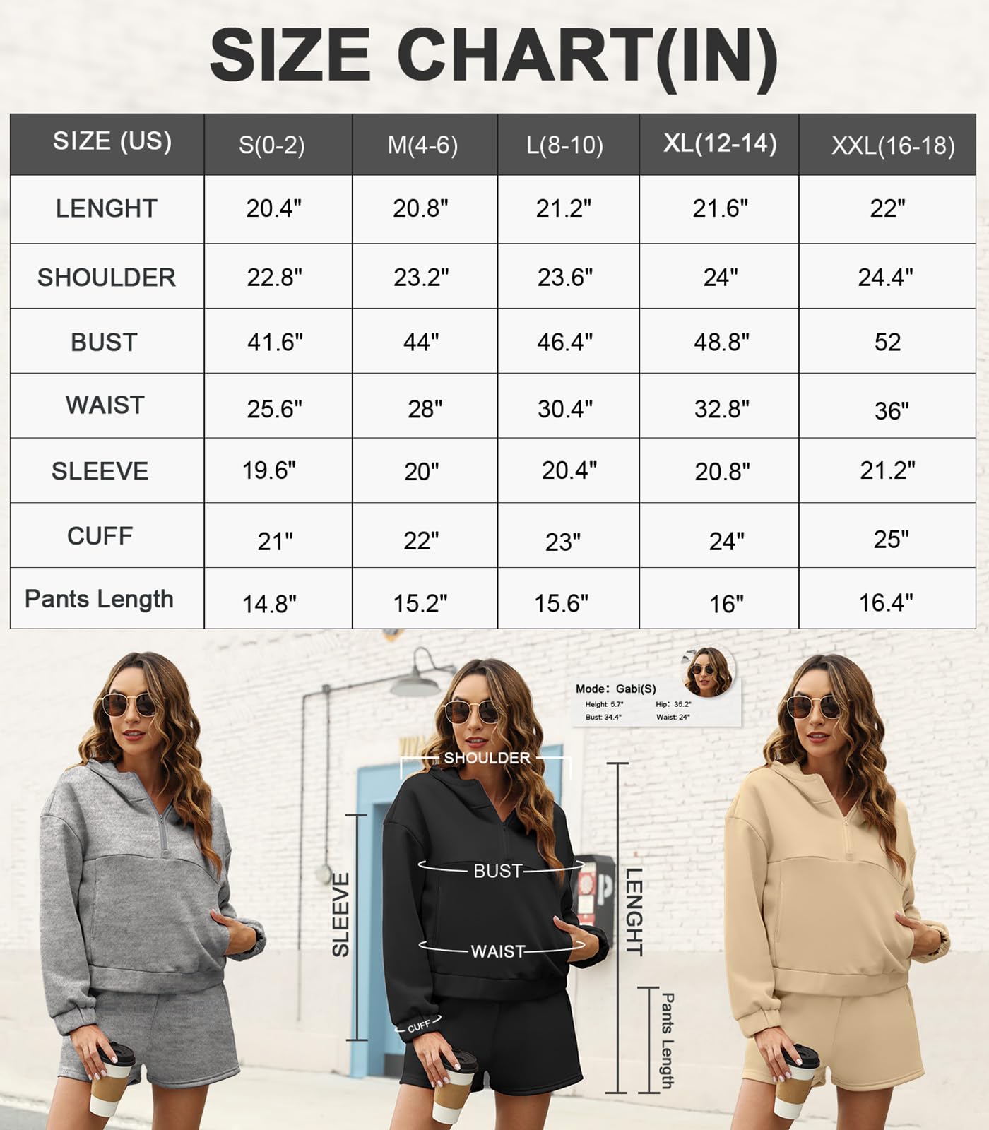 FKEEP Womens 2 Piece Sweatsuit Outfits Half Zip Hoodie Sweat with Shorts Pockets Lounge Winter Tracksuit Wear Matching Set