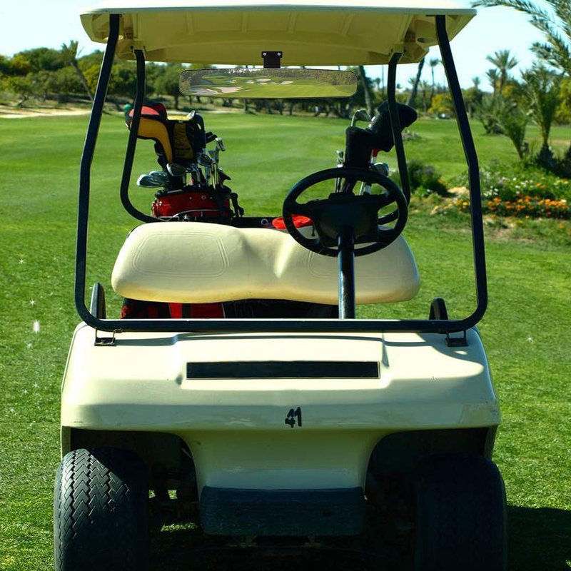 HKOO Golf Cart 16.5" Wide Folding Side & Rear Panoramic Mirrors - Fits Club Car, EZGO, Yamaha Combo Pack