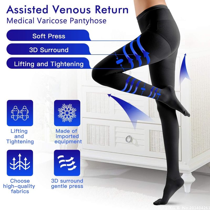 20-30 mmHg Women Compression Pantyhose,Closed Toe Medical Compression Stockings,Waist High Opaque Compression Tights for Varicose Veins,DVT,Graduated Compression Panty Hose for Teacher,2 Pairs-XL