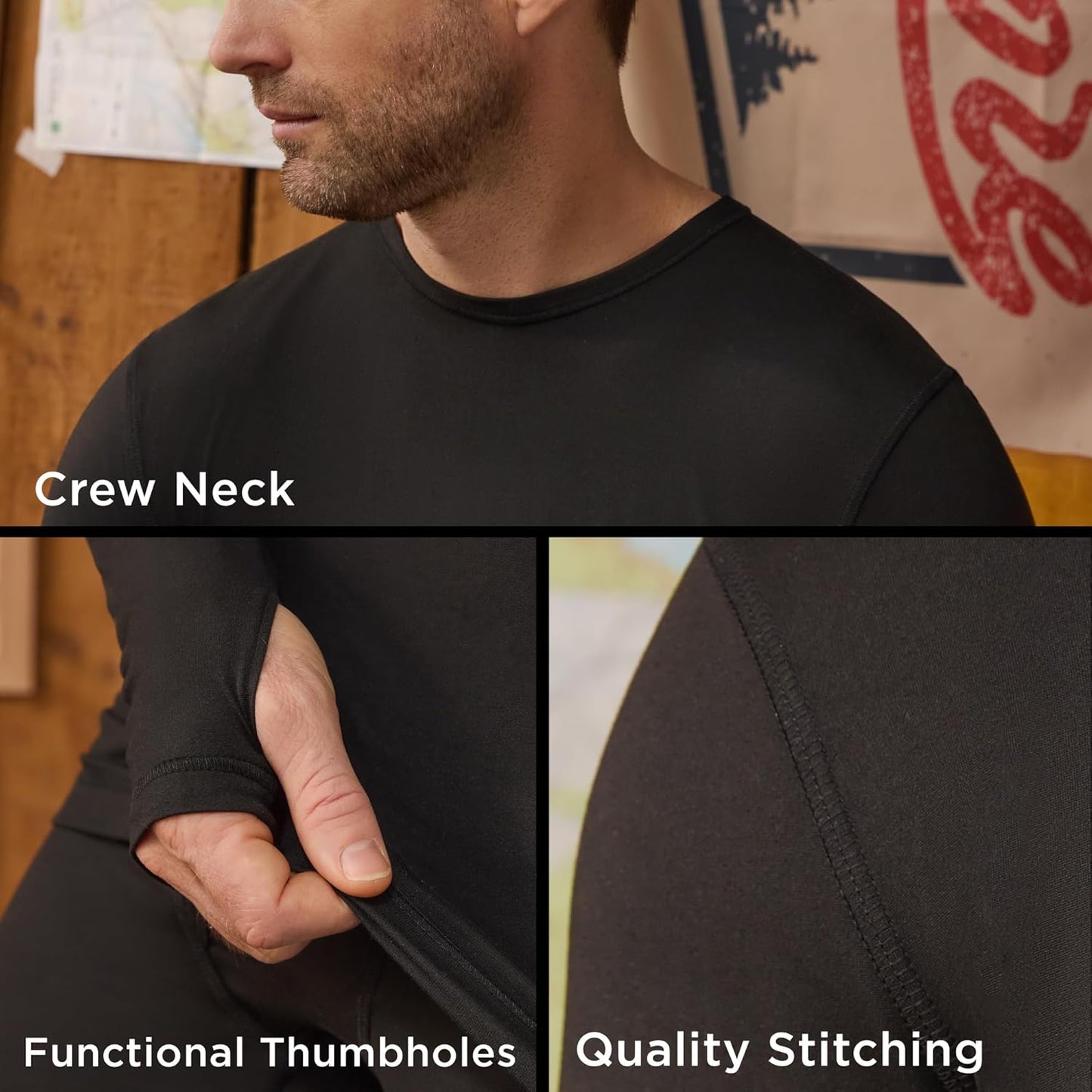 Cuddl Duds Men's Lightweight Active Base Layer Set - Breathable Long Sleeve Top & Leggings | Perfect for Lounging