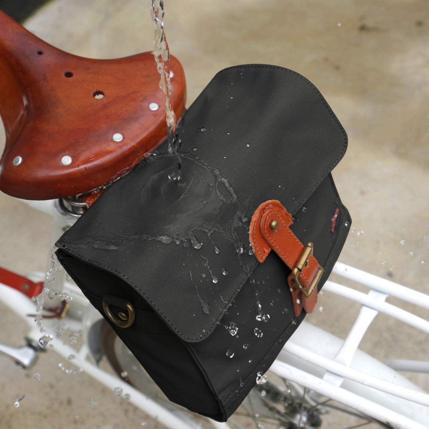 TOURBON Canvas Cycling Bike Handlebar Bag Bicycle Saddlebags Shoulder Messenger Storage (Black)
