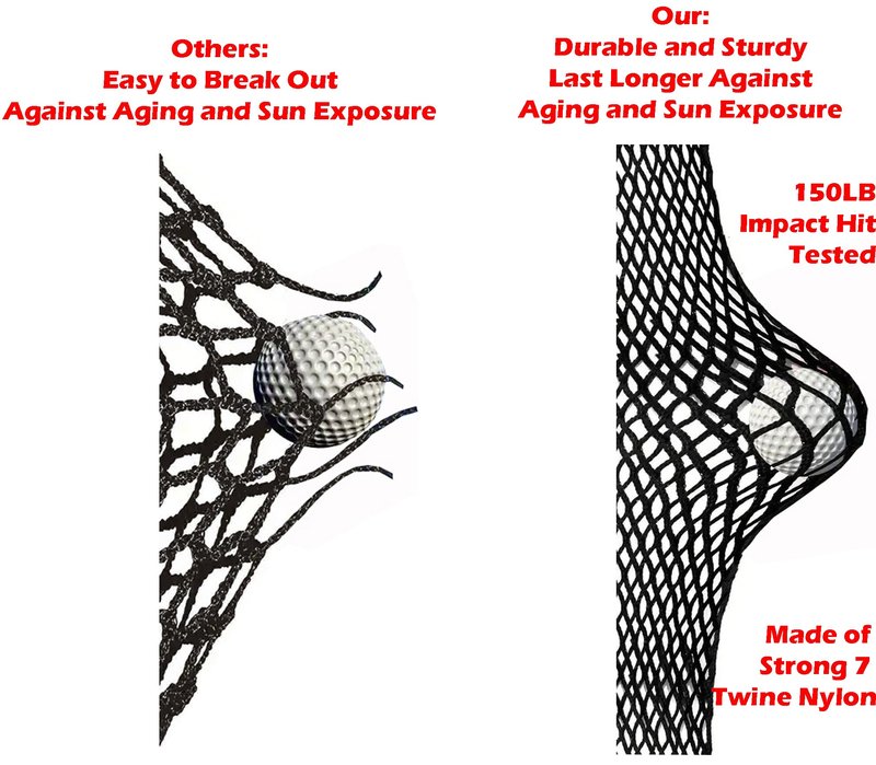 10ft x 10ft Sports Netting in/Outdoor Strong Durable Weatherproof Frequent Use Golf Hitting Practice Net Around Finished Seam Strong 150 LB Tested Nylon Mesh Net 1-Inch Mesh Holes