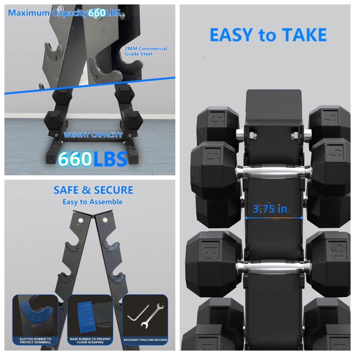 Dumbbell Rack Stand Only,A-Frame Dumbbell Weight Rack for Home Gym,Space Saving, Easy Assembly,6 Tier