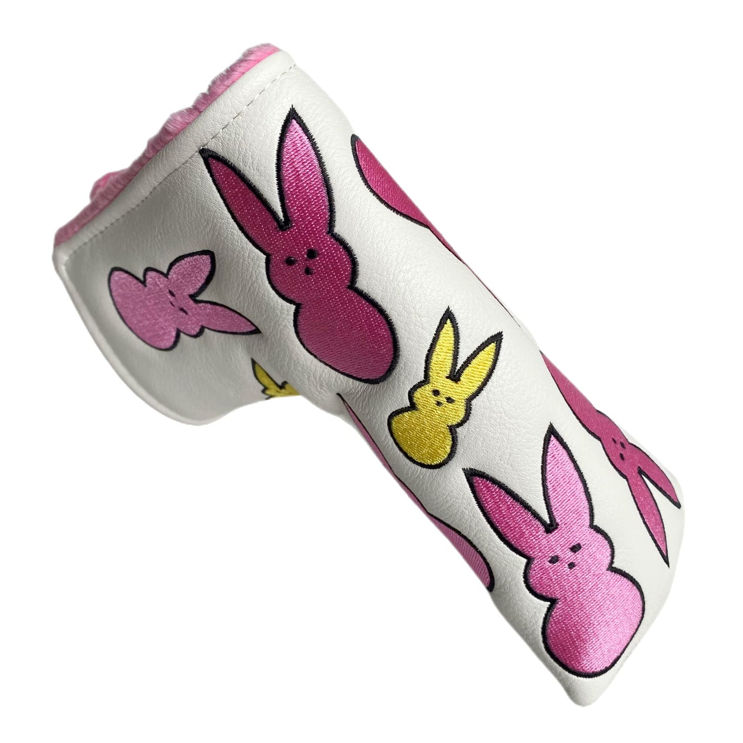 Putter Cover Magnetic Bunny Year Bunny Putter Headcover Golf Putter Head Cover Headcover Magnetic Golf Blade Putter Cover (Pink for Girls, Blue for Boys) (Pink Bunny)