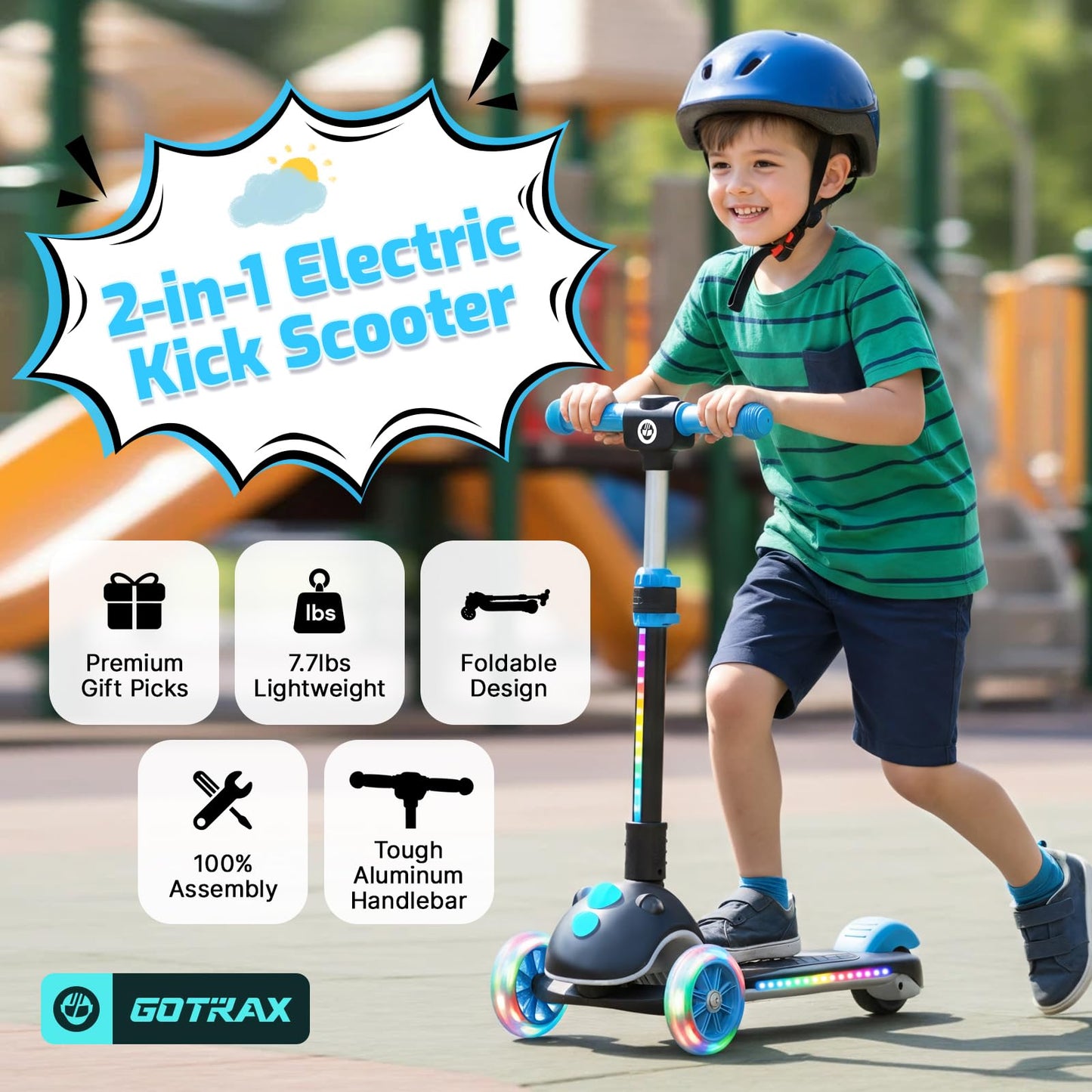 Gotrax SK1 Foldable Electric Scooter, 3 Wheels for Kids Ages 4+, Gifts