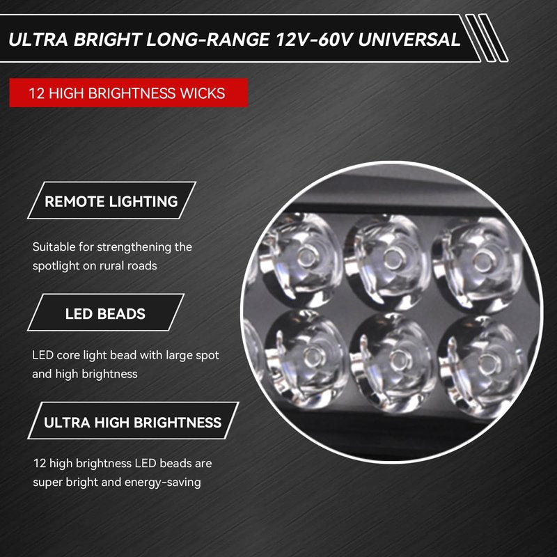 Frdhee Motorcycle LED Light, Universal High Brightness 12V-80V Electric Tricycle LED Light Headlights Conversion Light for Motorcycle, Electric Bike, Tricycle(16LED)