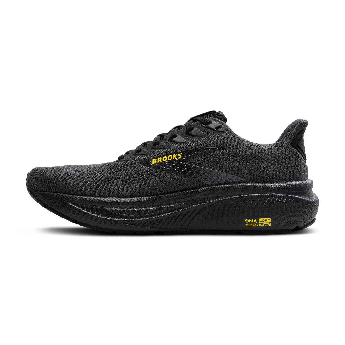 Brooks Men’s Ghost 17 Neutral Running Shoe - Ebony/Black/Yellow - 7 Wide