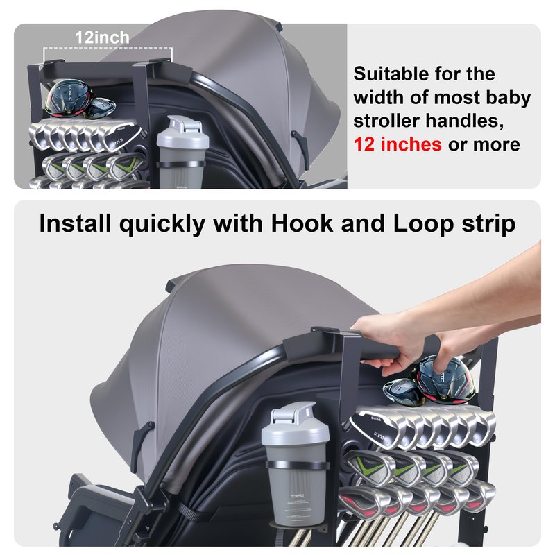 Vekclit Golf Stroller Attachment, Golf Club Holder for Strollers Universal Golf Club Holder