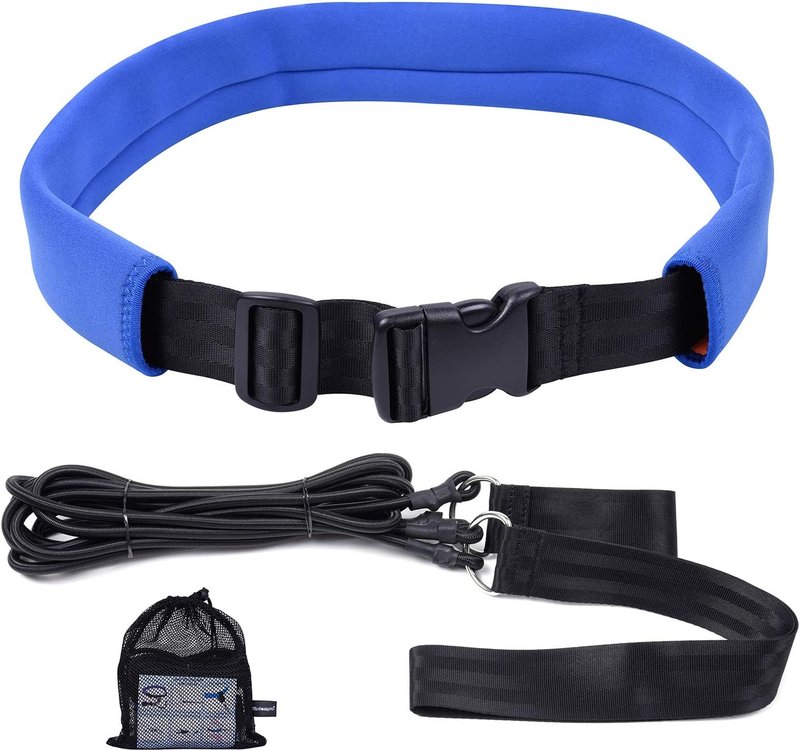 Swim Training Belt - 2M Resistance Bungee Cord for Stationary Swimming | Blue