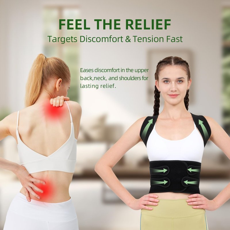 BAREKE Posture Corrector for Women and Men, Back Straightener Posture Brace for Pain Relief, Back Belt Support with Adjustable Shoulder Straps and Height for Scoliosis Hunchback