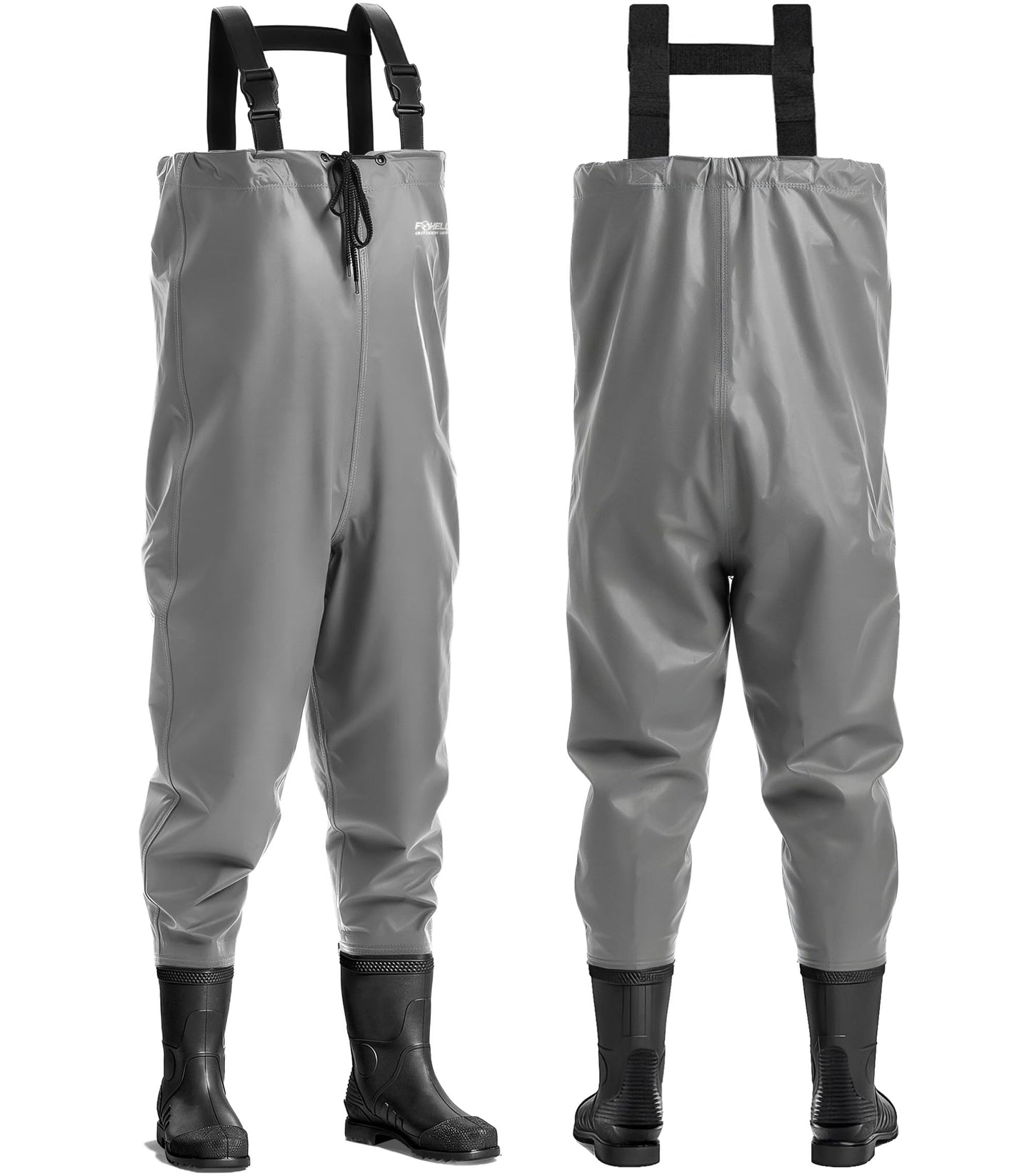 Foxelli Chest Waders - 2-ply Nylon/PVC Waterproof Lightweight Fishing Waders for Men & Women with Boots