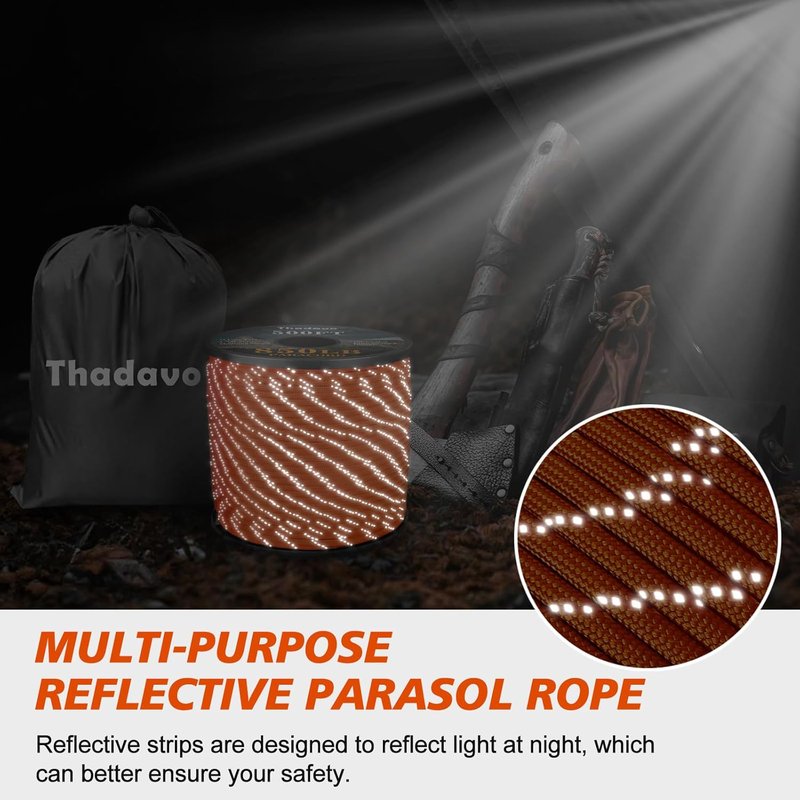 Reflective Paracord Rope - 850lb Heavy-Duty 11 Strand Cord | 500FT Orange for Camping, Hiking & Survival