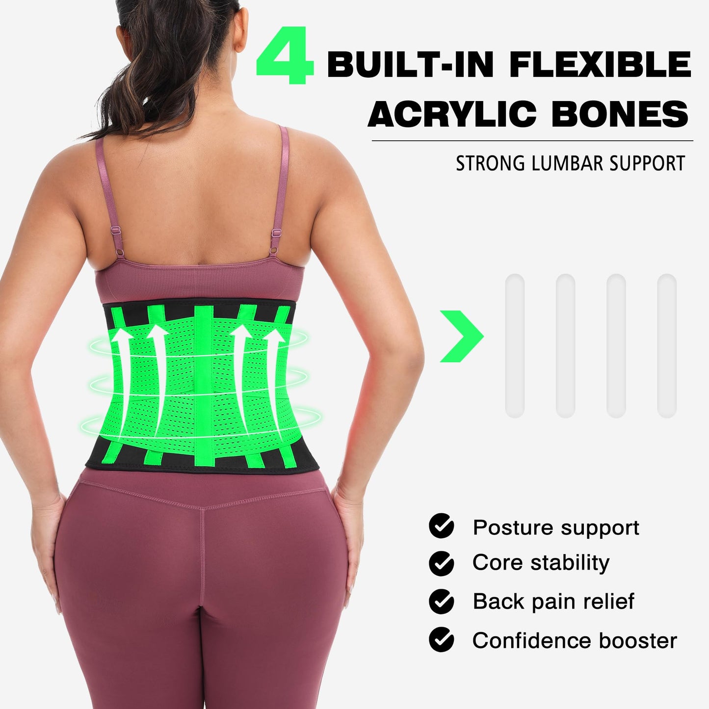 VENUZOR Waist Trainer Belt for Women - Waist Cincher Trimmer - Slimming Body Shaper Belt - Sport Girdle Belt (UP Graded)(Green,XX-Large)