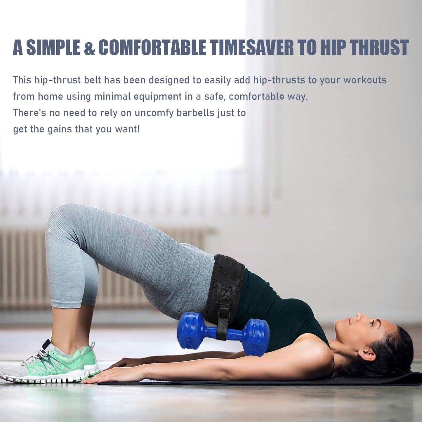 Gsbomzap Hip Thrust Belt for Dumbbells, Kettlebells, Plates, up to 50kg/110lbs, Exercise Booty Belt for Hip Thrusts, Glute Bridge, Lunges, Non-Slip Hip Belt Pad for Home Gym Butt Fitness Workout