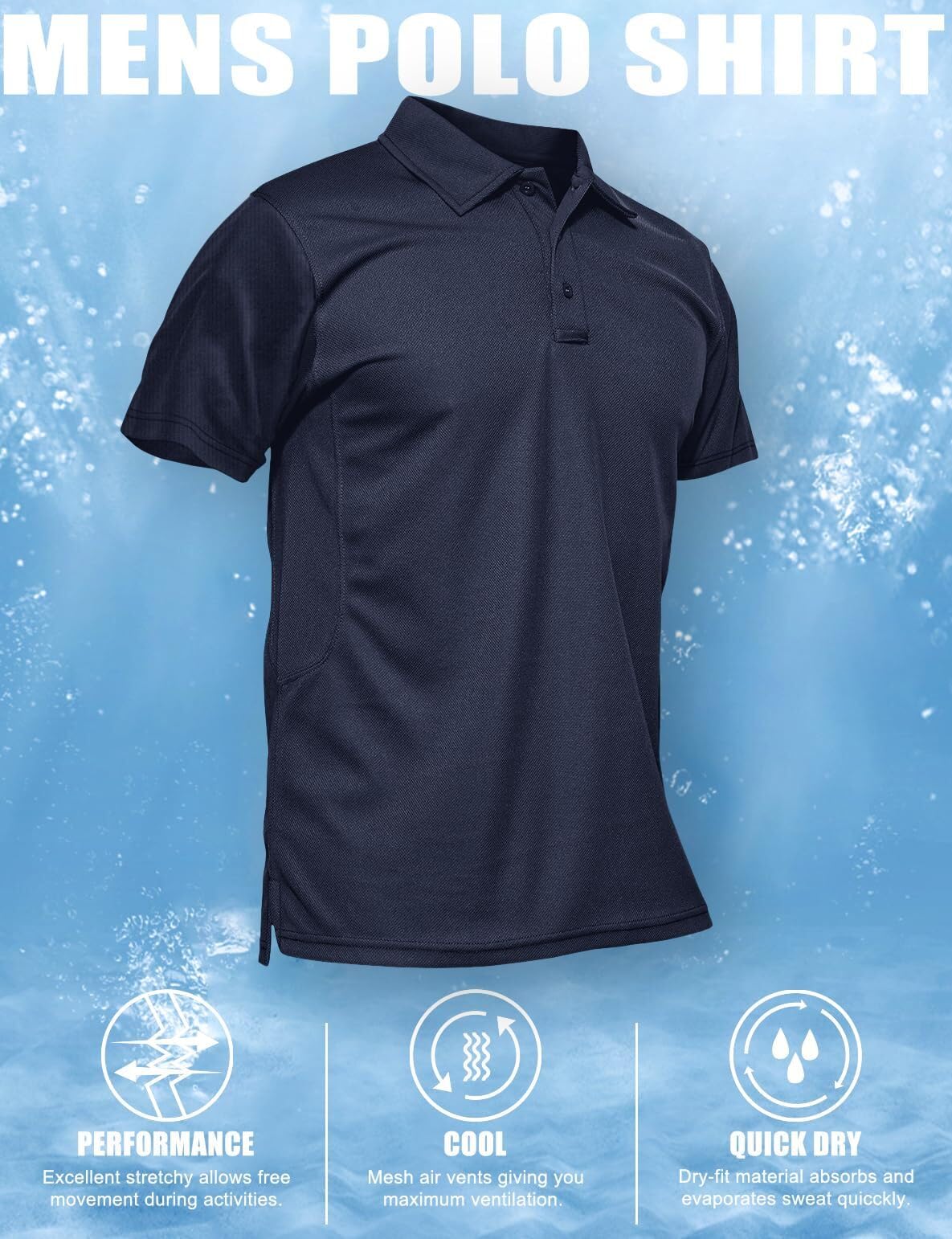 MAGCOMSEN Mens Polo Shirts Short Sleeve T Shirts Golf Shirts Hiking Hunting Shirt Tactical Shirts Navy Blue S