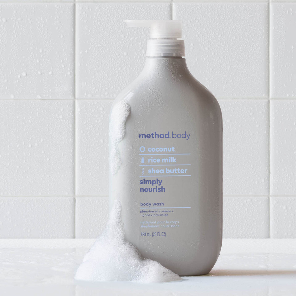 method Body Wash, Simply Nourish - Leaves Skin Feeling Soft & Moisturized, Made Without Parabens, Notes of Coconut, Rice Milk & Shea Butter, 28 Fl Oz